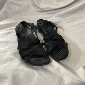 Merrell Aster Black Leather Strappy Sandal SZ‎ 9 Outdoor Beach Vacation Hiking